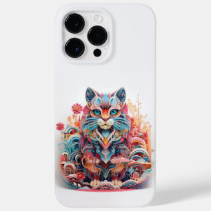 Funda Para iPhone 14 Pro Max De Case-Mate Un gato con flores y un recorte de papel 3D