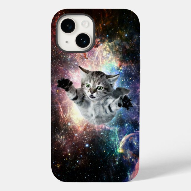 Funda De Case-Mate Para iPhone Un gato gracioso en el espacio (Reverso )