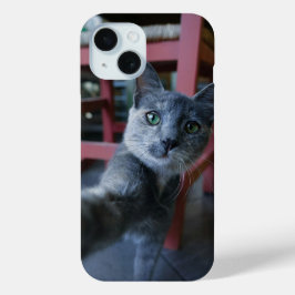 Funda Para iPhone 15 Un gato personalizado se toma un selfie - Teléfono