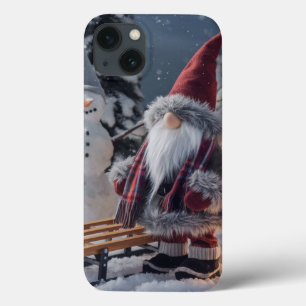 Funda Para iPhone 13 Un gnomo lindo vestido de Santa con un trenzado