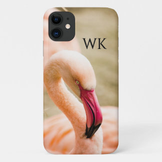 Funda Para iPhone 11 Un hermoso Flamingo Rosa Monogramado
