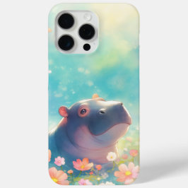 Funda Para iPhone 15 Pro Max Un hipopótamo en floración floral