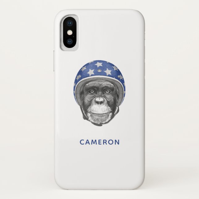 Funda De Case-Mate Para iPhone Un jinete de la motocicleta del chimpancé el | (Reverso)