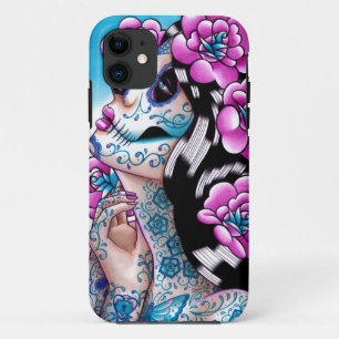 Funda Para iPhone 11 Un momento de chica tatuado del cráneo del azúca
