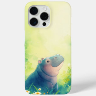 Funda Para iPhone 15 Pro Max Un Momento Tranquilo de un Hipopótamo