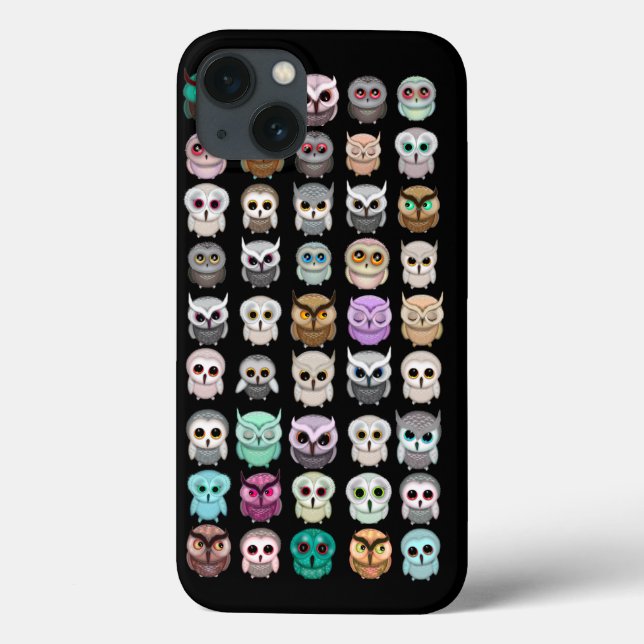 Funda De Case-Mate Para iPhone Un montón de diseño de búhos lindos (Reverso)