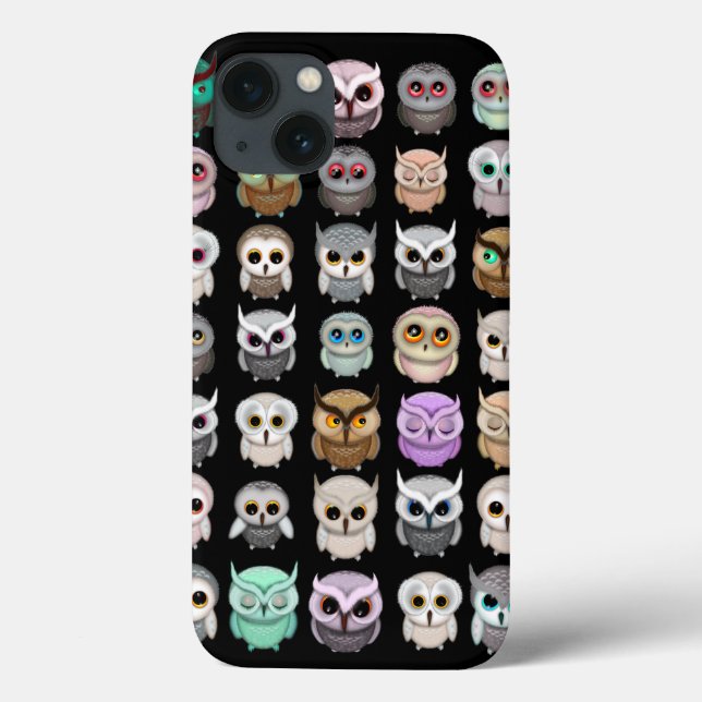 Funda De Case-Mate Para iPhone Un montón de diseño de búhos lindos (Reverso)