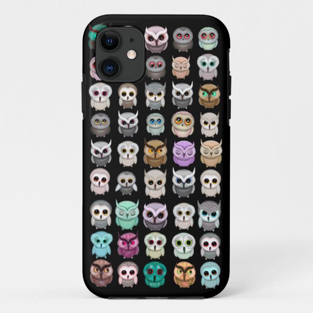 Funda De Case-Mate Para iPhone Un montón de diseño de búhos lindos (Reverso)