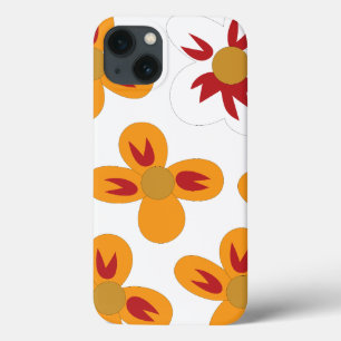Funda Para iPhone 13 un montón de flores naranjas y rojas sobre un tras