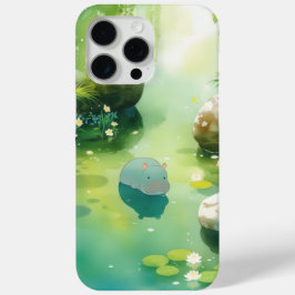 Funda Para iPhone 15 Pro Max Un oasis de calma de hipopótamos