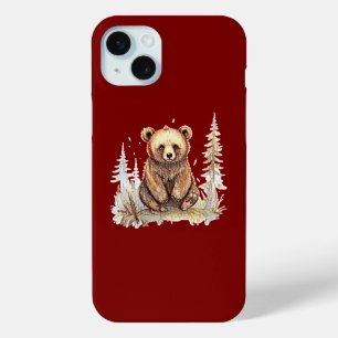 Funda Para iPhone 15 Mini Un oso lindo - Diseño artístico de ilustracion