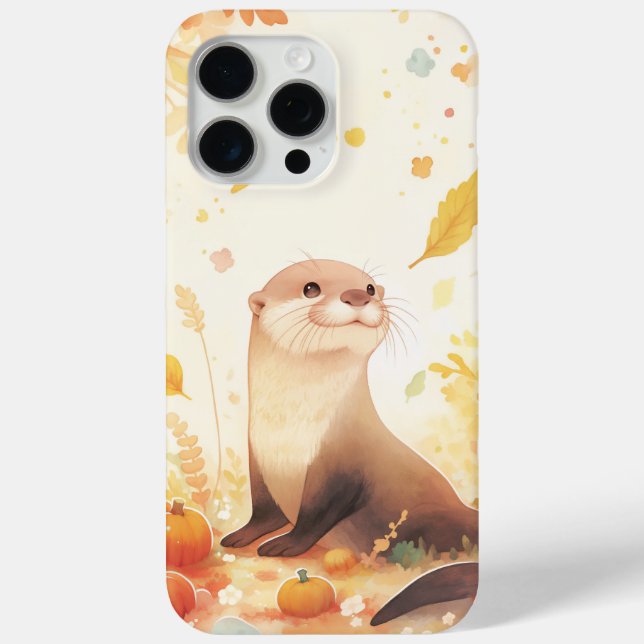 Funda De Case-Mate Para iPhone Un Otoño Caprichoso con Nutria y Calabazas (Reverso )
