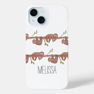 Funda Para iPhone 15 Un par de perezosos pequeños en una rama de árbol
