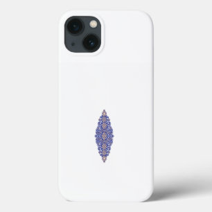 Funda Para iPhone 13 un patrón azul y dorado sobre fondo blanco