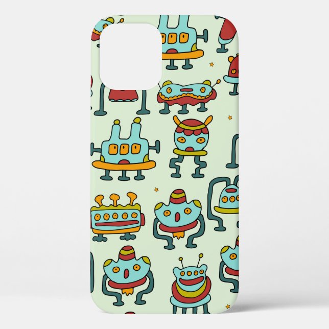 Funda De Case-Mate Para iPhone Un patrón de robots - extraterrestres. ilustracion (Reverso )