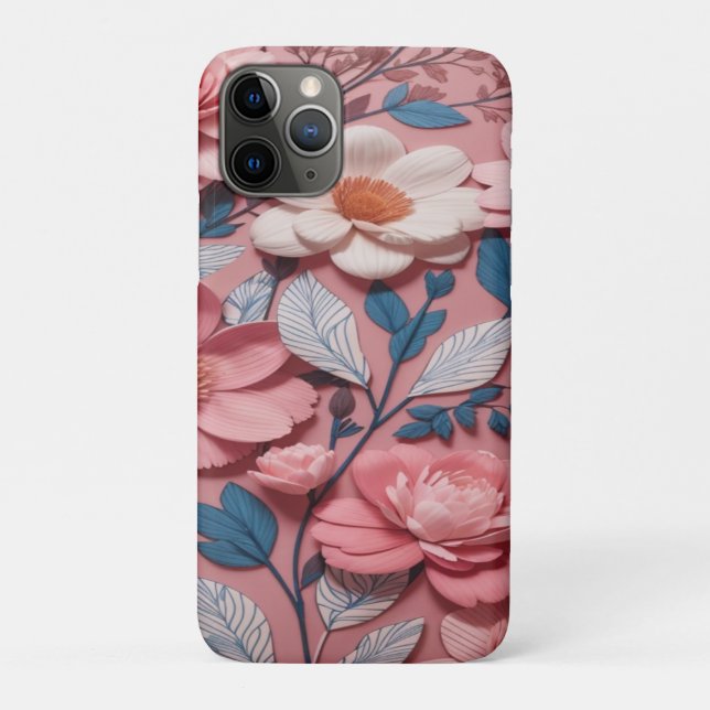 Funda De Case-Mate Para iPhone Un patrón floral de fondo rosa (Reverso)