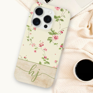 Funda Para iPhone 15 Pro Un pequeño y personalizado Shabby Chic Floral Mono