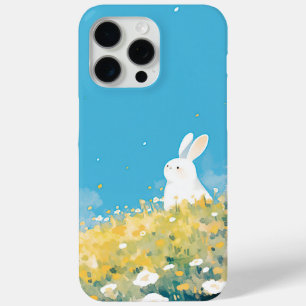 Funda Para iPhone 15 Pro Max Un prado de conejito blanco