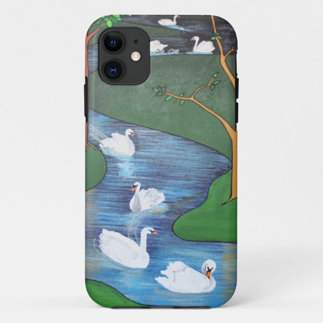 Funda De Case-Mate Para iPhone Un rebaño de siete cisnes (Reverso)