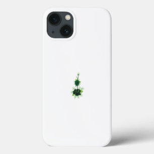 Funda Para iPhone 13 un rosa verde con hojas sobre un fondo blanco