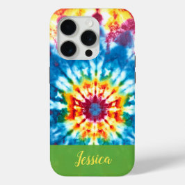 FUNDA PARA iPhone 15 PRO UN TOQUE DE TIE-DYE MODERNO DE COLOR EMERALDO
