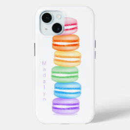 Funda Para iPhone 15 una bonita pila de colores de macarones personaliz