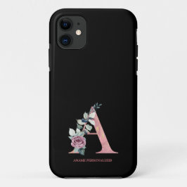 Funda Para iPhone 11 Una cadena de claves de un monograma floral que di