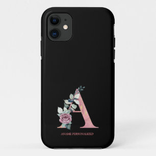 Funda Para iPhone 11 Una cadena de claves de un monograma floral que di