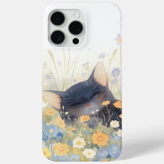 Funda De Case-Mate Para iPhone Una Cama Floral De Gatito (Reverso )