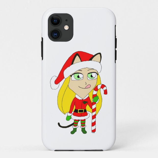 Funda De Case-Mate Para iPhone una chica chibi Navidad (Reverso)