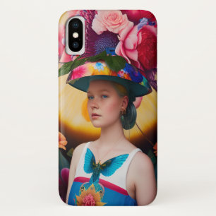 Funda Para iPhone X Una dama con un gorra floral