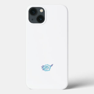Funda Para iPhone 13 una flor azul y blanca de fondo blanco
