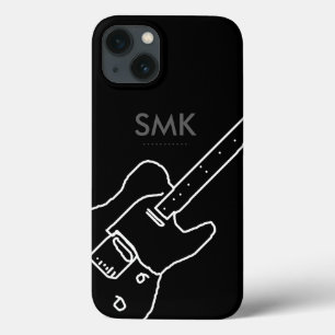 Funda Para iPhone 13 una guitarra con iniciales de nombre