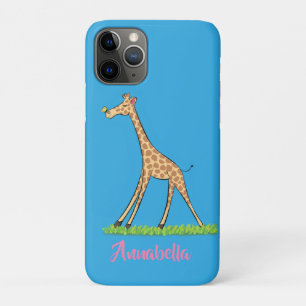 Funda Para iPhone 11 Pro Una jirafa alegre con personalizado de mariposa