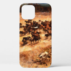 Funda Para iPhone 12 Una manada de caballos salvajes corriendo. Trabajo