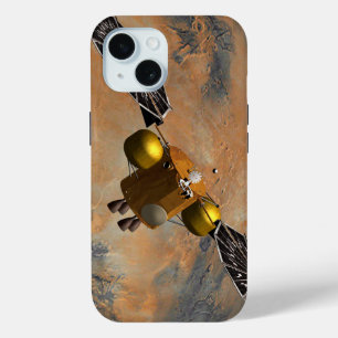 Funda Para iPhone 15 Una nave espacial orbitando Marte.