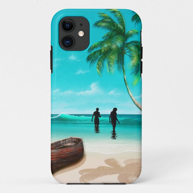 Funda De Case-Mate Para iPhone Una pareja en una isla desierta (Reverso)