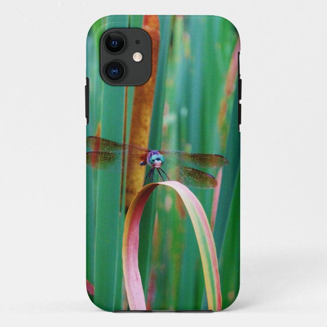 Funda De Case-Mate Para iPhone Una verde azulada libélula teñida con collares (Reverso)