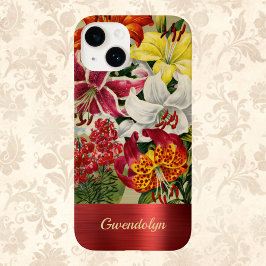 Funda Para iPhone 14 De Case-Mate Unas hermosas lienzos rojos y dorados con monogram