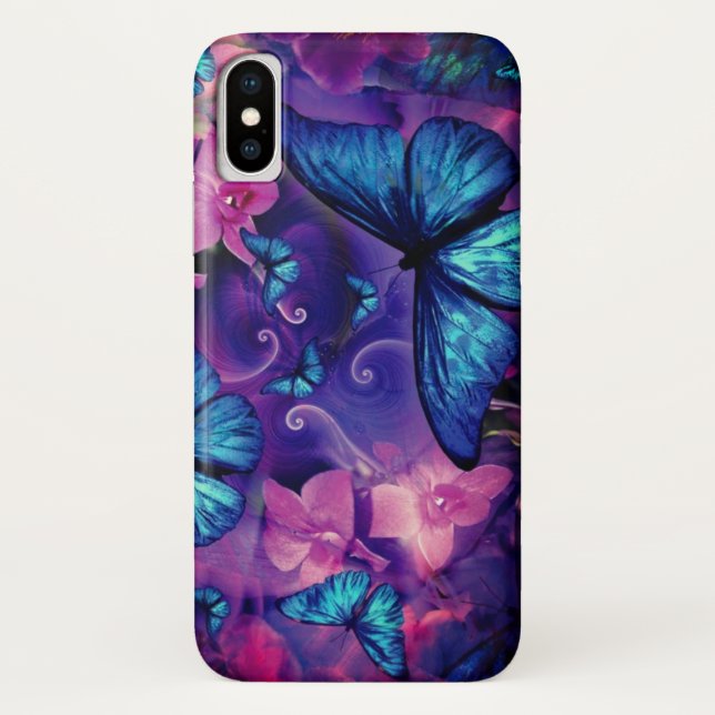 Funda De Case-Mate Para iPhone Unas increíbles mariposas azules  (Reverso)