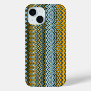 Funda Para iPhone 15 Unicas franjas onduladas amarillas y azules
