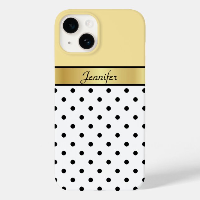 Funda De Case-Mate Para iPhone Único punto negro blanco y amarillo limón personal (Reverso )