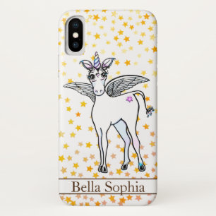 Funda Para iPhone X Unicornio alado mágico con acentos estrella dorada