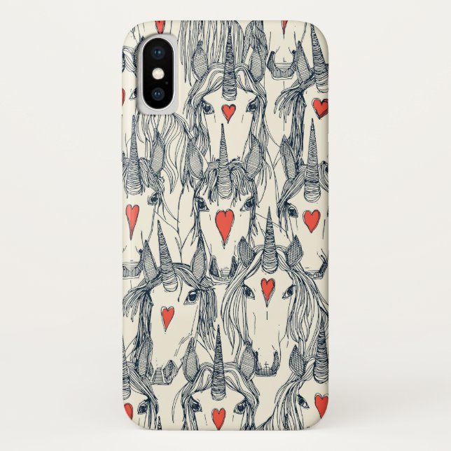 Funda De Case-Mate Para iPhone unicornio amor indigo persimmon (Reverso)