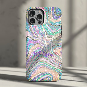 Funda Para iPhone 11 Pro Unicornio brillo arcoíris rosa menta mármol arte