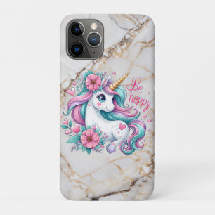 Funda Para iPhone 11 Pro Unicornio con flores para mujeres y Chicas