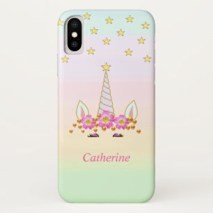 Funda Para iPhone X Unicornio de moda, estrellas, flores y pasteles de