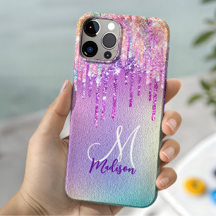 Funda Para iPhone 14 De Case-Mate Unicornio de rosa rosa chic que gotea monograma de