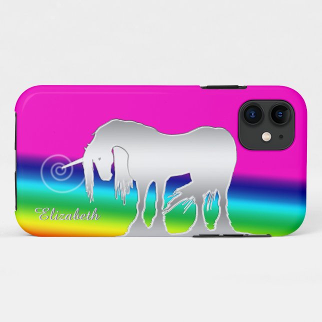 Funda De Case-Mate Para iPhone Unicornio místico blanco (arco iris) (Reverso (horizontal))