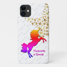 Funda Para iPhone 11 Unicornio multicolor de estrellas de oro personali